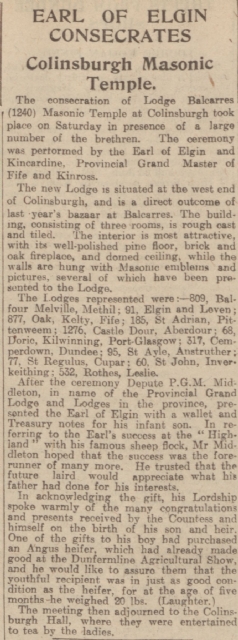 Consecration Dundee Courier 28 July 1924