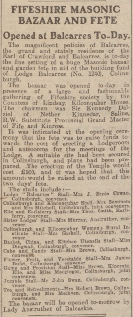 Dundee Courier Masonic Bazaar 15th August 1923 